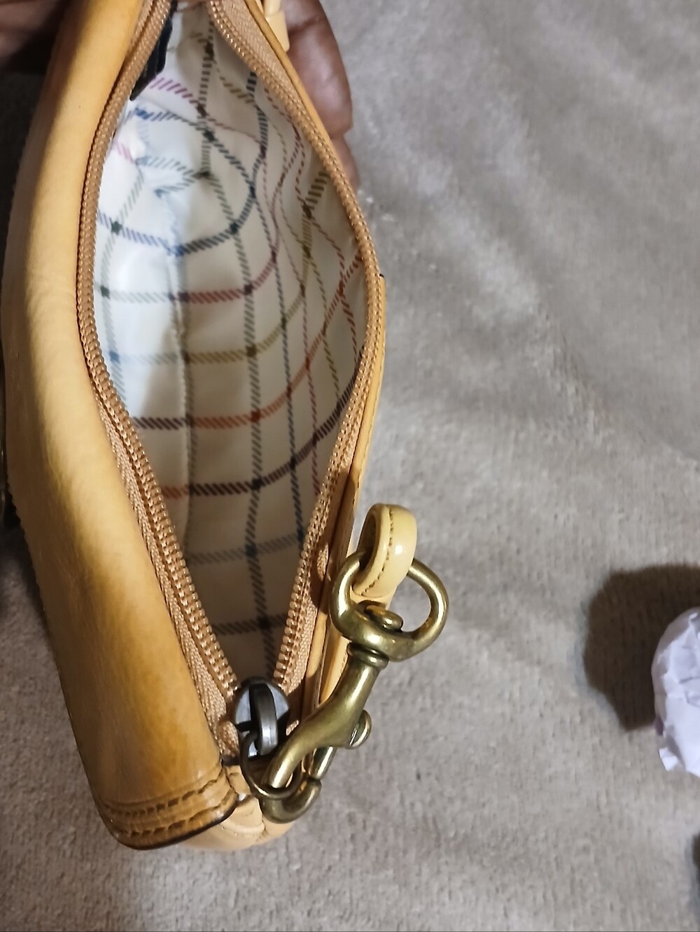 Coach Beige/Tan Leather Wristlet with Buckle Accent - Picture 4 of 5